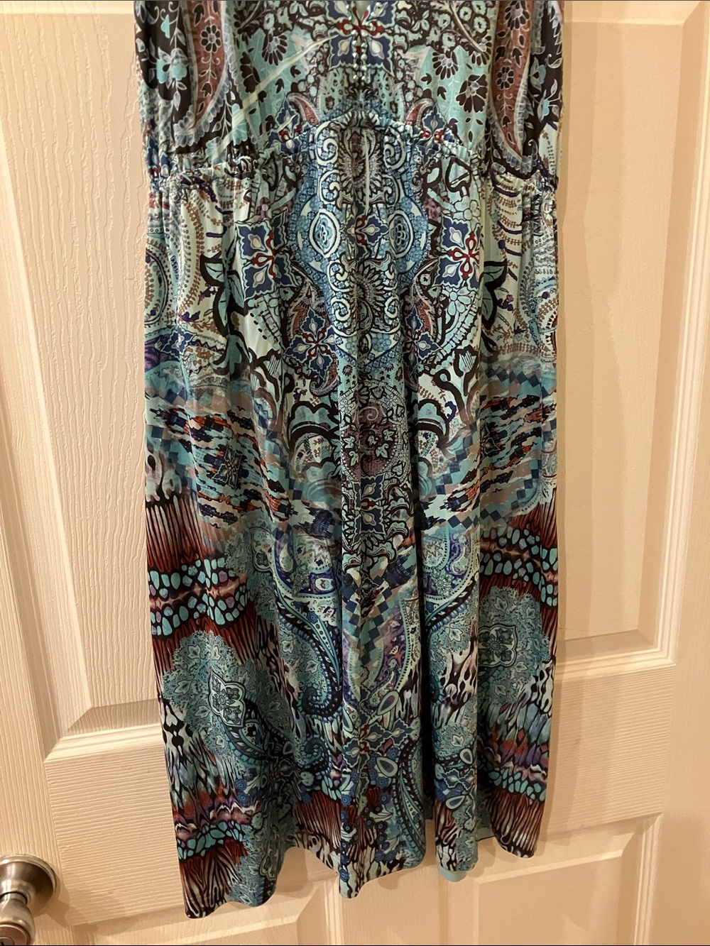 Apt. 9 Teal Paisley Print V-Neck Midi Dress - Picture 4 of 12